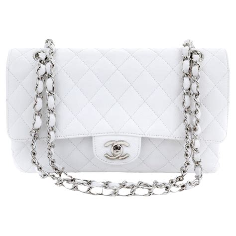 white chanel small classic flap|chanel classic flap small size.